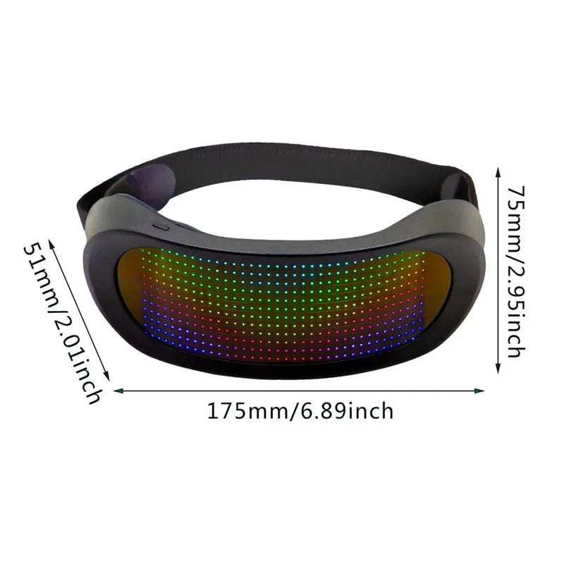 App Control Bluetooth Led Party Glasses Customized Languages USB Charge Flashing  Luminous Eyewear Christmas Concert Sunglasses