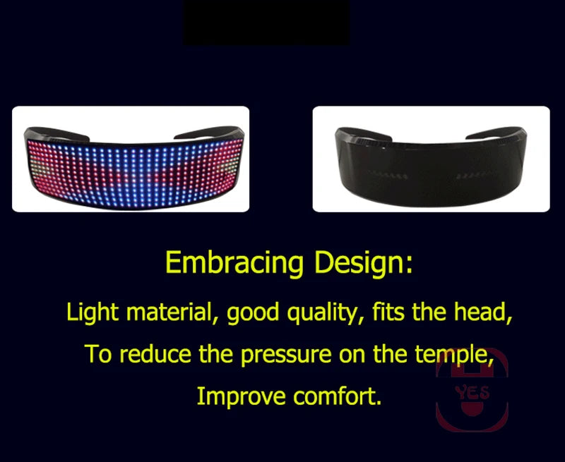 App Control Bluetooth Led Party Glasses Customized Languages USB Charge Flashing  Luminous Eyewear Christmas Concert Sunglasses