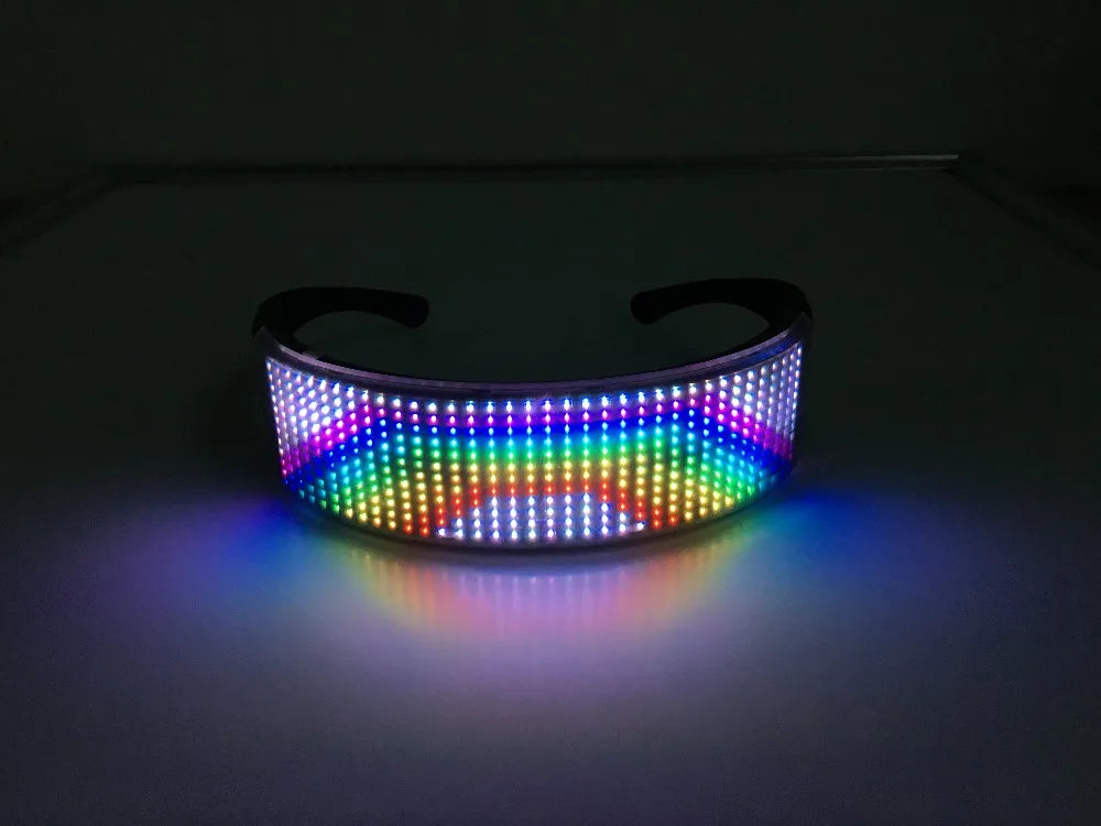App Control Bluetooth Led Party Glasses Customized Languages USB Charge Flashing  Luminous Eyewear Christmas Concert Sunglasses