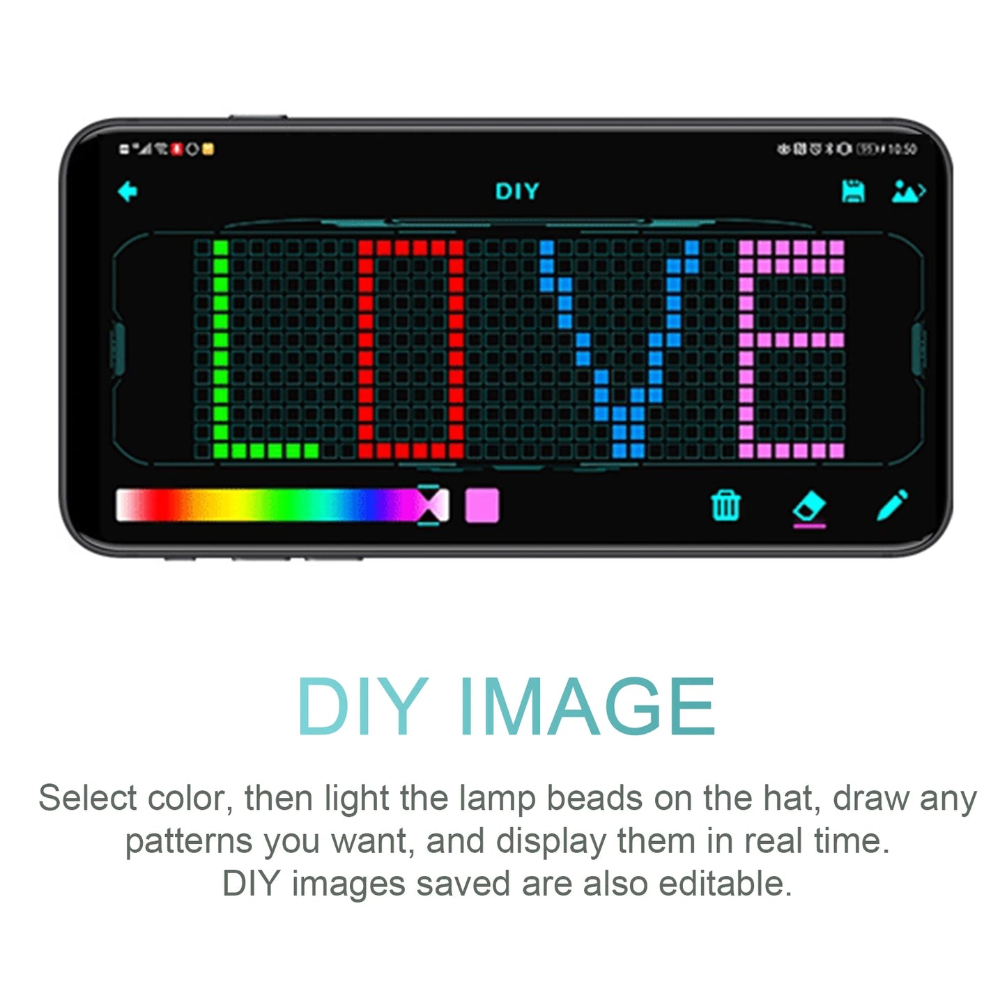 LED Hat LED Display Message Caps LED Light up Customizable BT Hat DIY Messages 22 Animations 20 Pictures Cap for Halloween Party