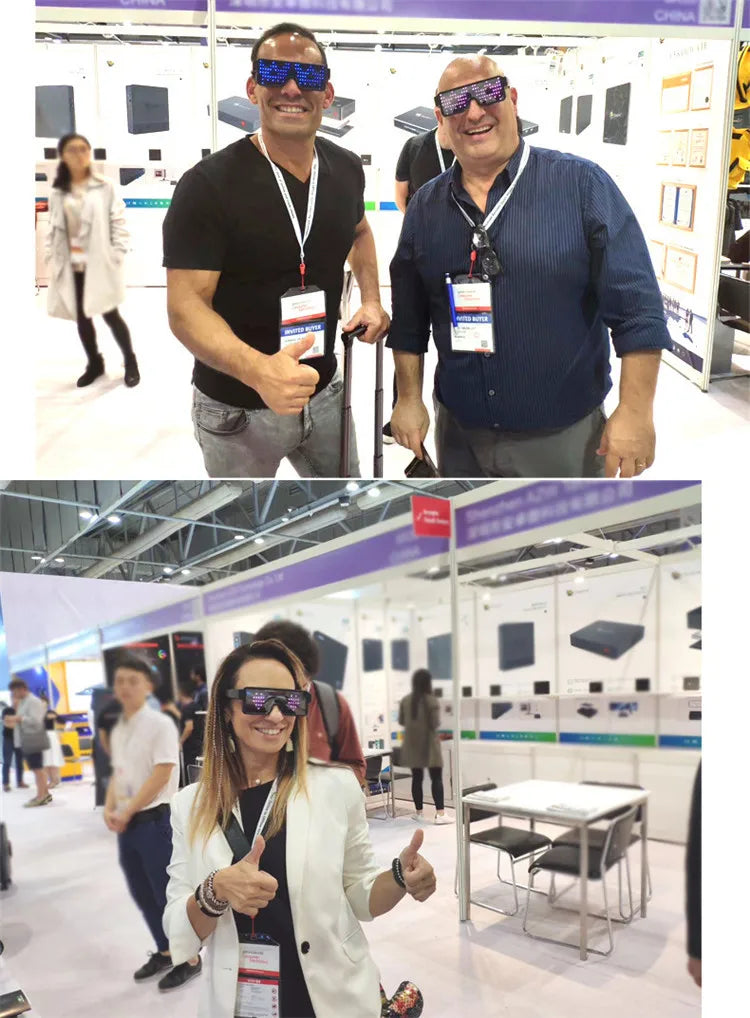 App Control Bluetooth Led Party Glasses Customized Languages USB Charge Flashing  Luminous Eyewear Christmas Concert Sunglasses