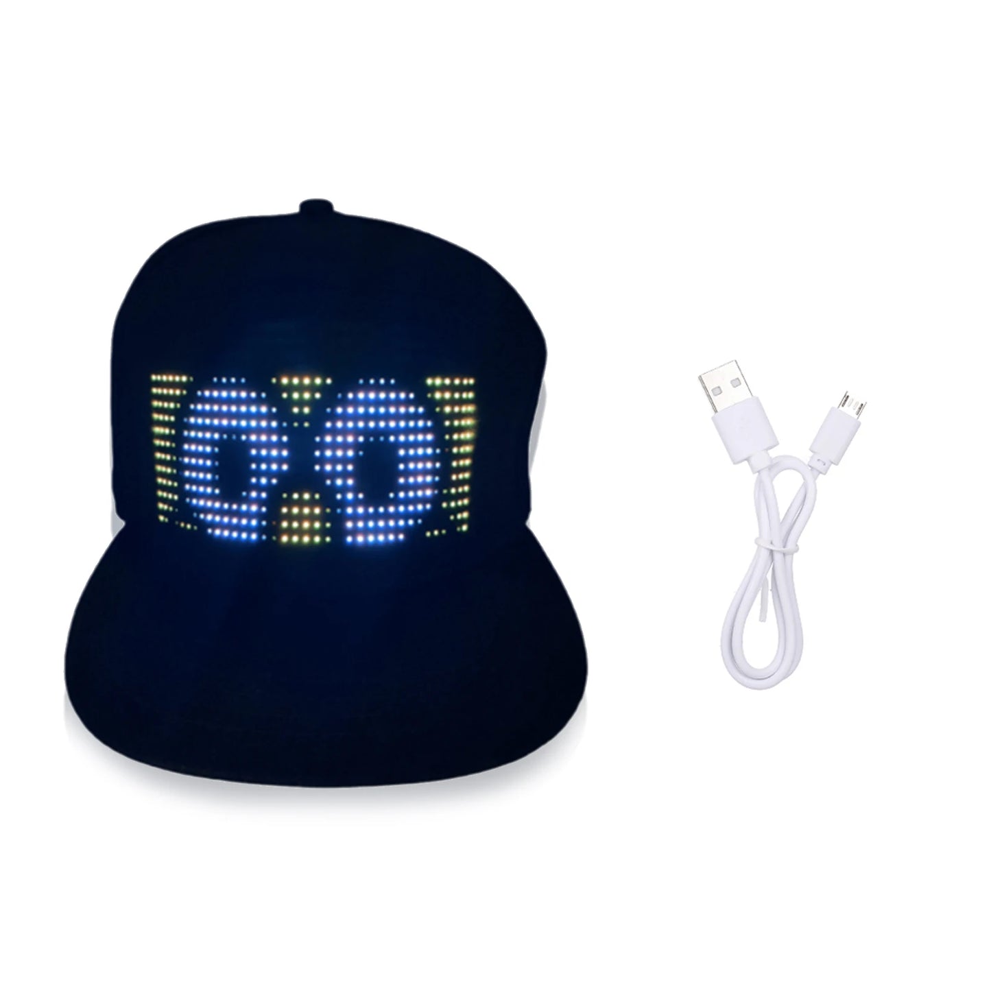 LED Hat LED Display Message Caps LED Light up Customizable BT Hat DIY Messages 22 Animations 20 Pictures Cap for Halloween Party