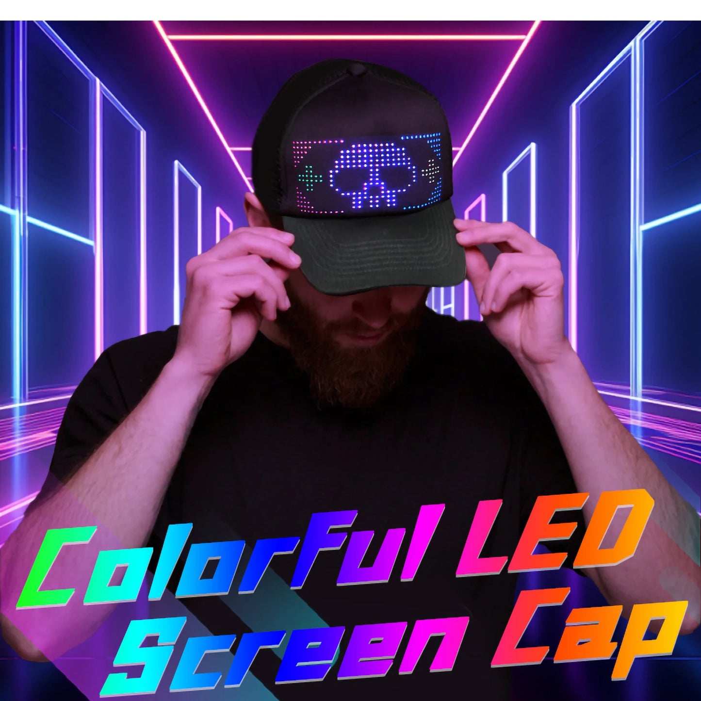 Led Baseball Cap Bluetooth App Control Usb Rechargeable Scrolling Message Display Board Hip Hop Glowing Hat Atmosphere Hat