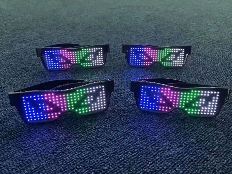 App Control Bluetooth Led Party Glasses Customized Languages USB Charge Flashing  Luminous Eyewear Christmas Concert Sunglasses