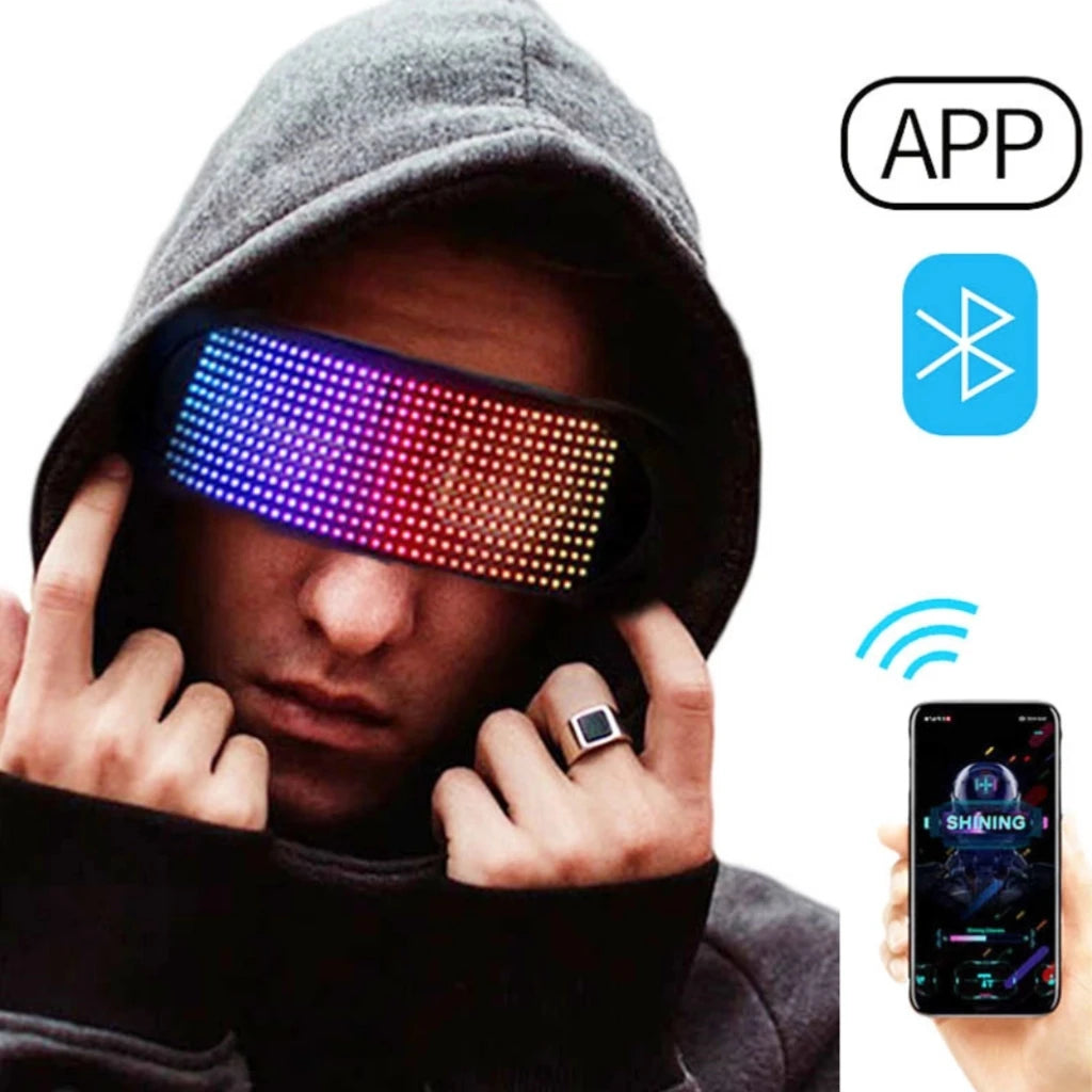 App Control Bluetooth Led Party Glasses Customized Languages USB Charge Flashing  Luminous Eyewear Christmas Concert Sunglasses