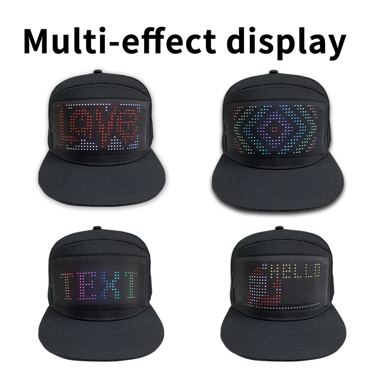 Led Baseball Cap Bluetooth App Control Usb Rechargeable Scrolling Message Display Board Hip Hop Glowing Hat Atmosphere Hat
