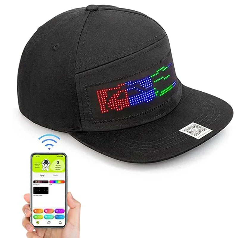 1-10PCS Programmable DIY Bluetooth Hat LED Display Curve Decorative Fabric Hat Party Evening Glowing Hat Atmosphere Hat