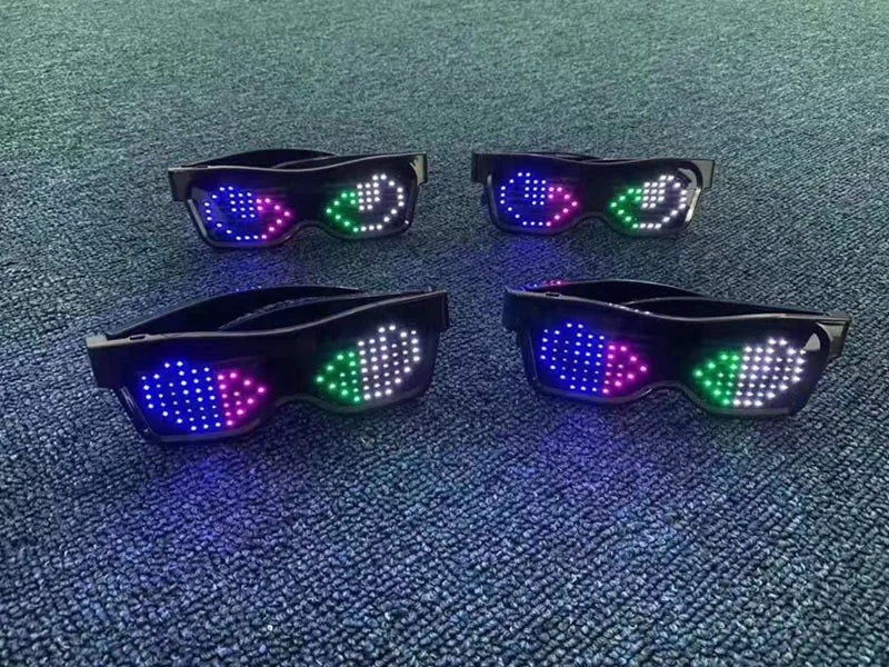 App Control Bluetooth Led Party Glasses Customized Languages USB Charge Flashing  Luminous Eyewear Christmas Concert Sunglasses
