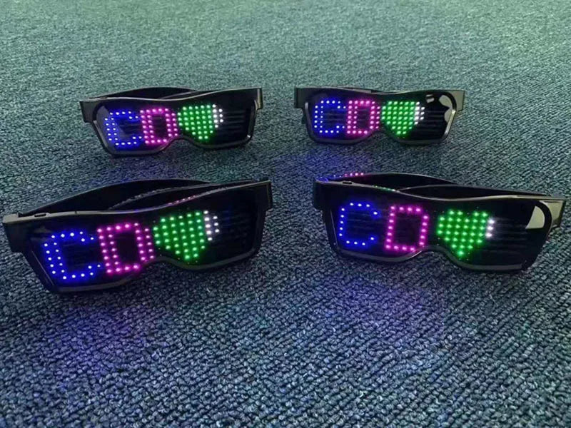 App Control Bluetooth Led Party Glasses Customized Languages USB Charge Flashing  Luminous Eyewear Christmas Concert Sunglasses