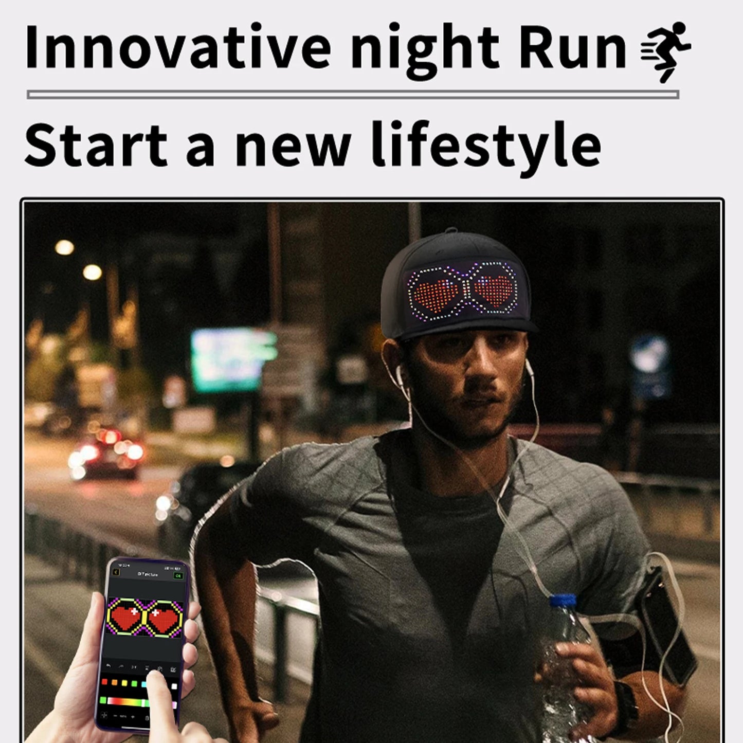 Led Baseball Cap Bluetooth App Control Usb Rechargeable Scrolling Message Display Board Hip Hop Glowing Hat Atmosphere Hat