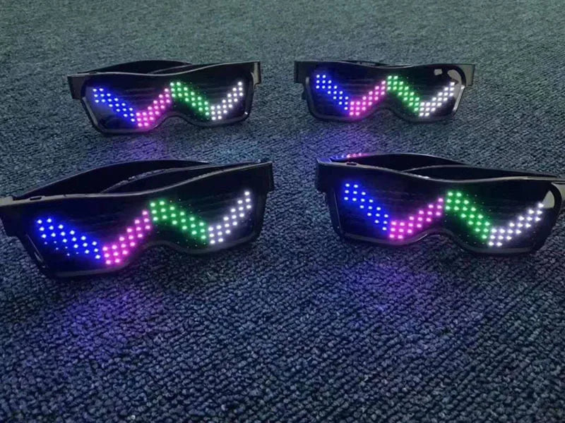 App Control Bluetooth Led Party Glasses Customized Languages USB Charge Flashing  Luminous Eyewear Christmas Concert Sunglasses