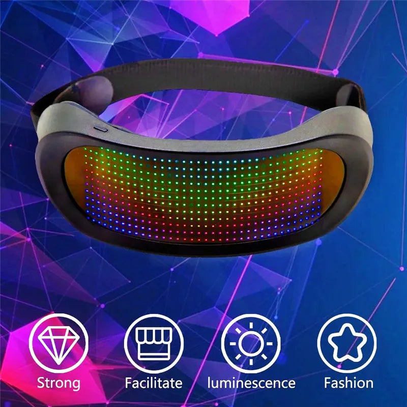 App Control Bluetooth Led Party Glasses Customized Languages USB Charge Flashing  Luminous Eyewear Christmas Concert Sunglasses